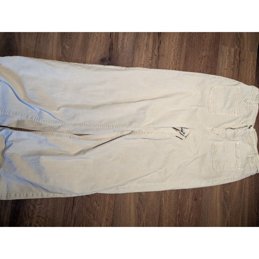 OAT New York Women's Wide Leg Pants Size 10/30  Raw Hem Stretch Sanded Cotton